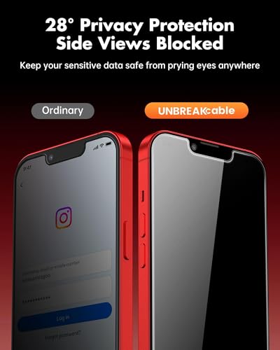UNBREAKcable 4PCS Screen Protector for iPhone 14 Plus - 2 Privacy Tempered Glass+ 2 Clear Glass Double Shatterproof [Installation Frame] [9H Hardness] [Case Friendly] Anti-Scratch iPhone 6.7 inch - size: iPhone 14 Plus