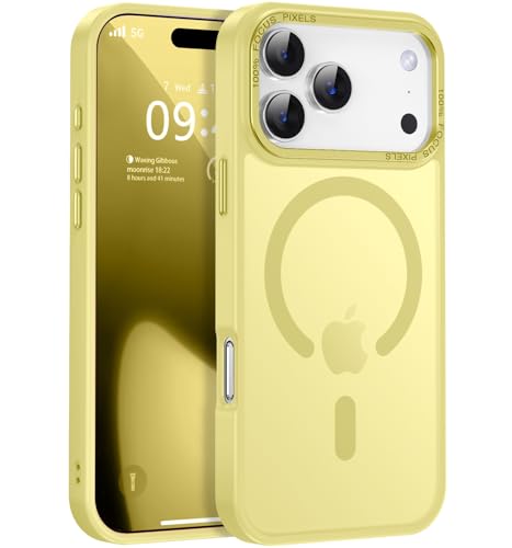 Newfuture Magnetic for iPhone 17 Pro Max Case Matte Shockproof, Yellow | Military Drop Protection, Slim Matte Anti-Fingerprint, Compatible with Magsafe, Camera Guard, Translucent Protective Cover - color: Yellow, size: iPhone 17 Pro Max 6.9 inch