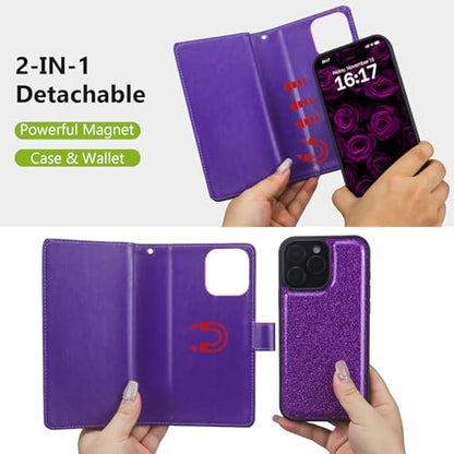Varikke for iPhone 13 Pro Max Case Wallet Magnetic Detachable, Deep Purple - color: (Standard) Dark Purple, size: iPhone 13 Pro Max 6.7"