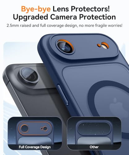 CANSHN Magnetic Compatible with iPhone Air Case(6.5 Inch), Upgraded [Full Camera Protection] [Compatible with Magsafe] [Translucent Matte] Shockproof Phone Cover for iPhone 17 Air Case,Deep Blue - color: Deep Blue, size: iPhone Air (6.9 Inch,1 Lens)