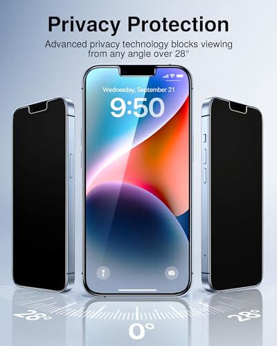 SMARTDEVIL 2 Pack for iPhone 16e/iPhone 14/ iPhone 13 Pro/ iPhone 13 Privacy Screen Protector, [Anti-Spy] [Military-Grade Shatterproof & 9H Hardness] Tempered Glass,Easy Installation,Bubble-Free & Case-Friendly