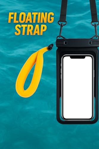 Waterproof Phone Pouch with Floating Strap – Universal Case for iPhone & Samsung – Fits up to 7” Phones – Clear PVC – 2 Pocket Design – Beach, Swim, Kayak Use