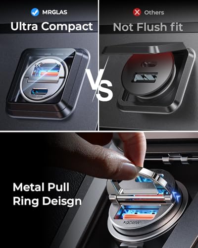 MRGLAS 90W USB C Car Charger Fast Charging [Invisible & All Metal Design] - color: Black