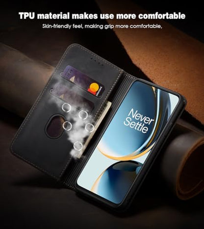 Asuwish Flip Wallet Phone Case for OnePlus Nord N30 5G/CE 3 Lite with Tempered Glass Screen Protector Magnetic Closure Folio Cover Credit Card Holder Slot Stand Oppo K11x/One Plus 1 1+ N 30/CE3 Black - color: Black