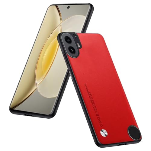 Phone Case Compatible with CMF Phone 1 (6.67"), Protective Cover in PU Leather - Red - color: Red