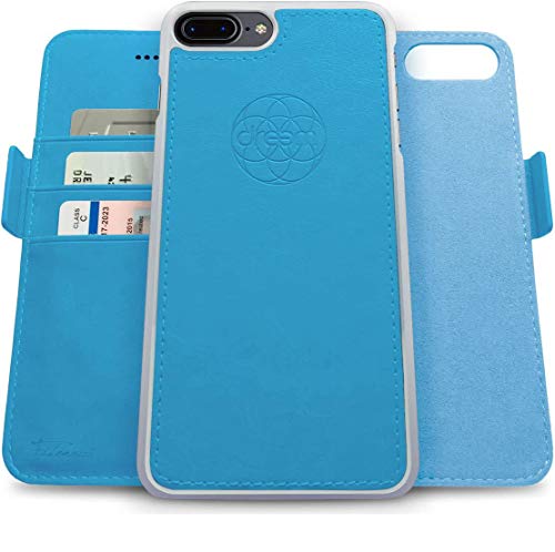 Dreem Fibonacci 2-in-1 Wallet Case for Apple iPhone 8 Plus & 7 Plus - Luxury Vegan Leather, Magnetic Detachable Shockproof Phone Case, RFID Card Protection, 2-Way Flip Stand - Sky - color: Sky, size: iPhone 8 Plus & 7 Plus