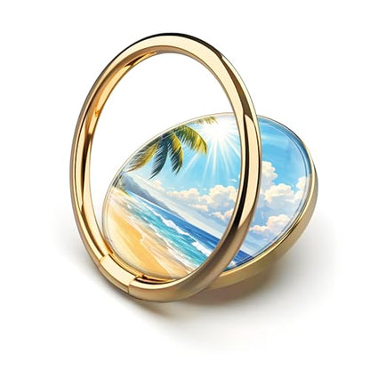 Cell Phone Ring Holder, Cute Metal Phone Grip Stand Finger Ring Kickstand, Flexible 360°Rotation Phone Tablet Case Accessories Compatible with Most Phones Tropical Beach Scene - color: Tropical Beach Scene