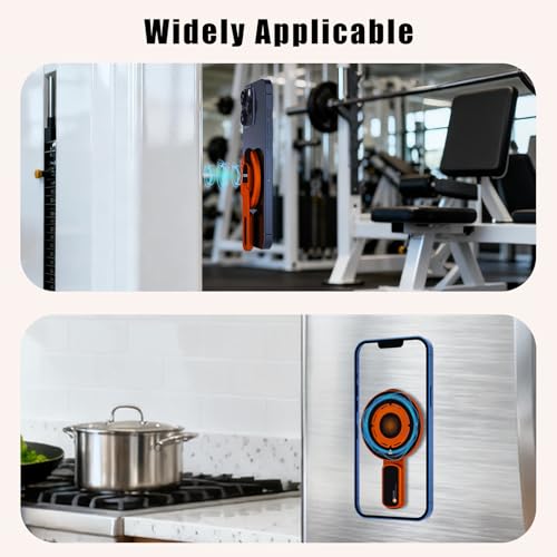 3-in-1 Magnetic Phone Grip Stand with 360° Roration Angle Adjustment, Silicone Finger Ring & Fidget Toy Design, Gym Dual-Sided Magnetic Phone Kickstand for All Phones - color: Orange