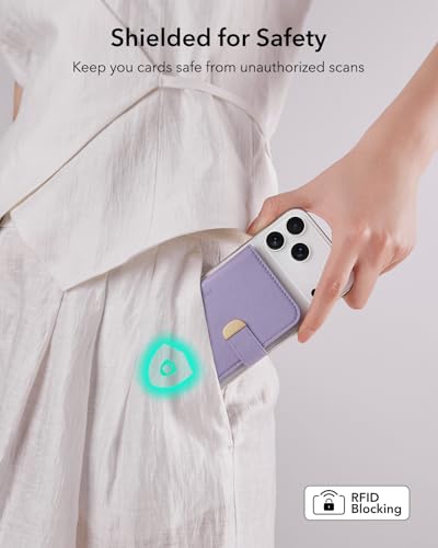 ESR Aura Clutch for MagSafe Wallet for Women, 5 Card Holder, RFID Blocking - color: Lavender