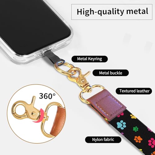 Phone Lanyard Crossbody Wrist Strap, Cute Cell Phone Lanyards for around the Neck Wristlet Wrist Strap - color: Colorful Dog Paws