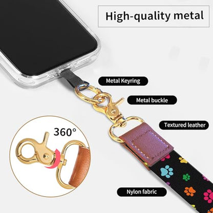Phone Lanyard Crossbody Wrist Strap, Cute Cell Phone Lanyards for around the Neck Wristlet Wrist Strap - color: Colorful Dog Paws