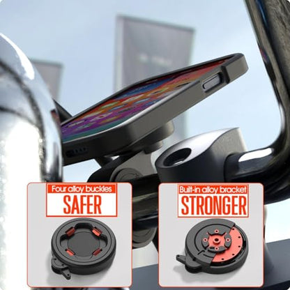Bike Phone Mount, Handhlebar Holder for Motorcycle Scooter MTB Road E-Bike - style: Quad-Clip Handlebar Mount