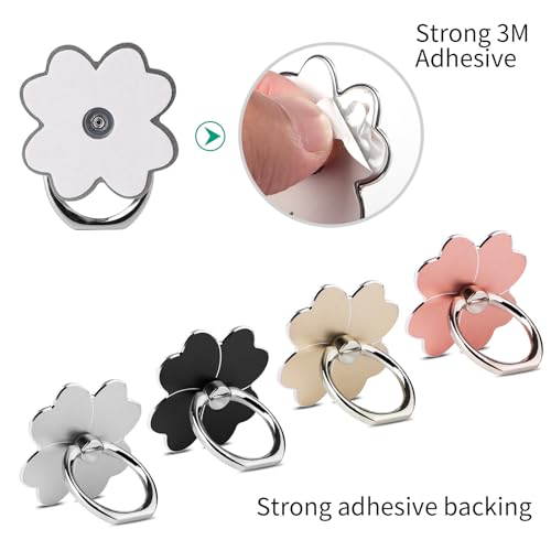 4pc-Cell Phone Ring Stand,Cell Phone Ring Holder Flower,360 Rotate and 180°Angle Adjustable Metal Finger Ring Socket Grip Kickstand for Smartphones