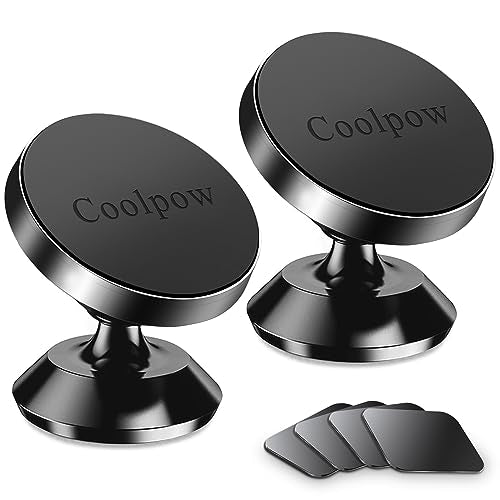 【2-Pack】Magnetic Phone Holder for Car Dash Strong Magnetic Car Phone Mount - color: Black