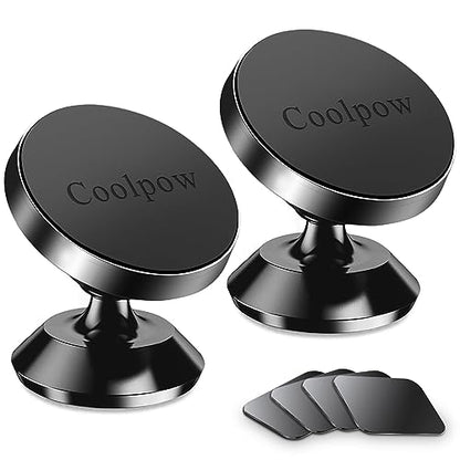 【2-Pack】Magnetic Phone Holder for Car Dash Strong Magnetic Car Phone Mount - color: Black