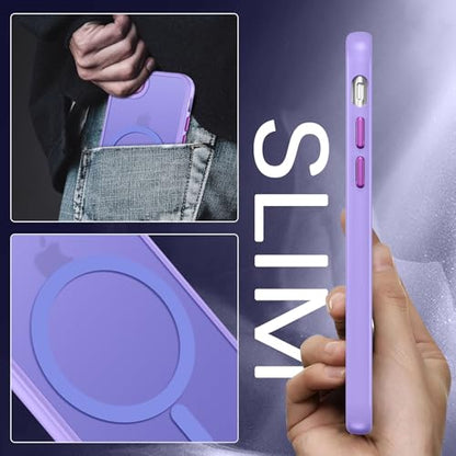 DUEDUE for iPhone 8 Plus Case, iPhone 7 Plus Case Magnetic[Compatible with Magsafe], Translucent Matte Back Protective Cover Shockproof Phone Case for iPhone 7 Plus/8 Plus, Light Purple - color: Light Purple