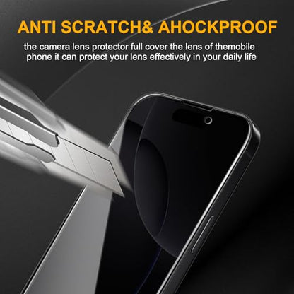 3 Pack Privacy Screen Protector for iPhone 17/17 Pro, iPhone 16 Pro, Anti Spy Tempered Glass 9H Hardness, Black Protector Anti Spy, Bubble Free, Anti-Scratch - size: iPhone 17/17 Pro/16 Pro FK3