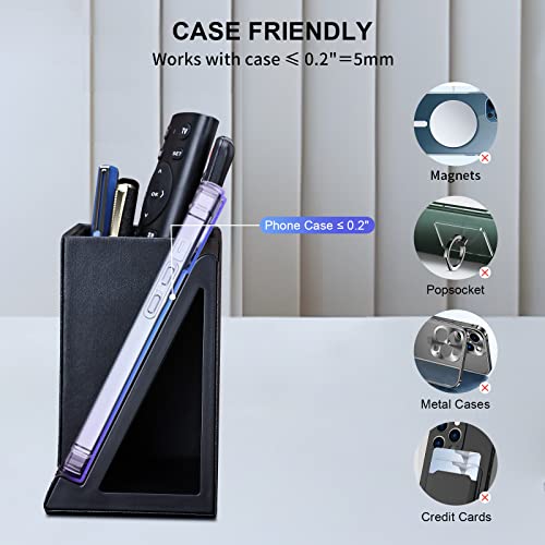 Wireless Charger with Desk Organizer, Wireless Charging Station for iPhone 13/13 Pro Max/13 Pro/12 Series/11/XS Max/XR/X/8Plus/SE 2, Wireless Charging Stand with Leather… (Black S) - color: Black S