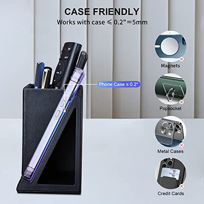Wireless Charger with Desk Organizer, Wireless Charging Station for iPhone 13/13 Pro Max/13 Pro/12 Series/11/XS Max/XR/X/8Plus/SE 2, Wireless Charging Stand with Leather… (Black S) - color: Black S