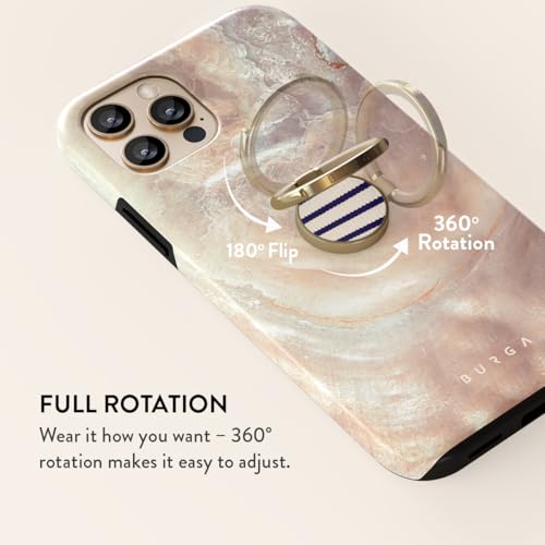 BURGA Cell Phone Ring, Holder Grip and Stand - Finger Phone Grip for Back of Smartphone Case, Kickstand 360 Rotation, Universal Ring for iPhone Samsung Galaxy Huawei Google Pixel, Stylish Accessories - color: Old Money, style: Gold