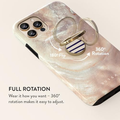 BURGA Cell Phone Ring, Holder Grip and Stand - Finger Phone Grip for Back of Smartphone Case, Kickstand 360 Rotation, Universal Ring for iPhone Samsung Galaxy Huawei Google Pixel, Stylish Accessories - color: Old Money, style: Gold