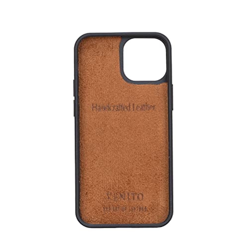 Venito Lucca Leather Case Compatible with iPhone 13 Mini (5.4 inch) – Extra Secure with Padded Back Cover (Antique Brown) - color: Antique Brown, size: iPhone 13 Mini