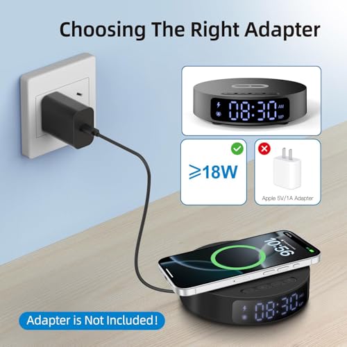 25W Max Fast Wireless Charger with Alarm Clock,Wireless Charging Pad - color: Black pad