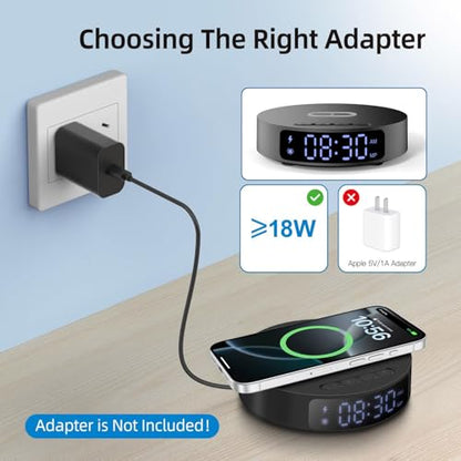 25W Max Fast Wireless Charger with Alarm Clock,Wireless Charging Pad - color: Black pad
