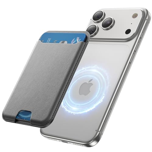 TWZKG for MagSafe Wallet, 3 Cards Holder, Slim Magnetic Phone Wallet for iPhone 17/16/15/14/13/12 Pro Max Plus Air Series,RFID Blocking Vegan Leather,Titanium Grey - color: Titanium Grey