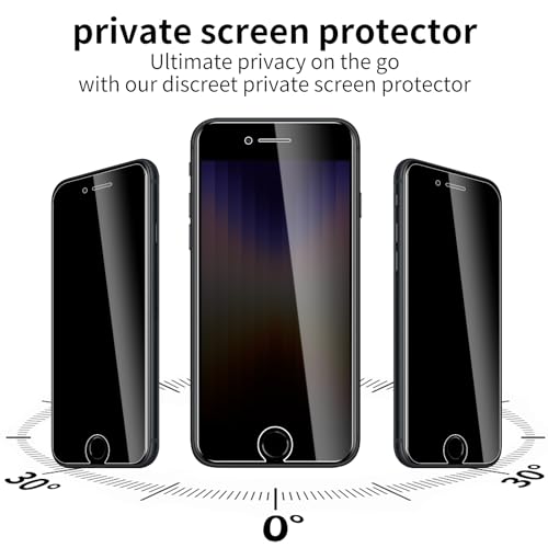 3 Pack Privacy Screen Protector for iPhone SE3/SE2020/SE2022/6/6S/7/8, 9H Hardness Double Shatterproof Anti-Spy Tempered Glass Film, Easy Installation - size: iPhone SE3/SE2020/SE2022/6/6S/7/8