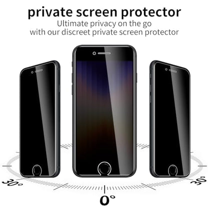3 Pack Privacy Screen Protector for iPhone SE3/SE2020/SE2022/6/6S/7/8, 9H Hardness Double Shatterproof Anti-Spy Tempered Glass Film, Easy Installation - size: iPhone SE3/SE2020/SE2022/6/6S/7/8