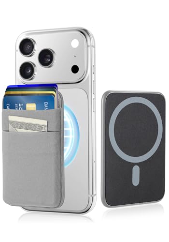 Senose Wallet Compatible for Magsafe, Magnetic Card Holder forBack of Phone | Slim Phone Wallet Compatible for iPhone 17/16/15/14/13/12 Plus/Pro/Pro Max, 6 Cards Holder, Stretchy, Grey - color: Grey