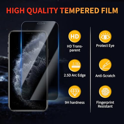 Privacy Screen Protector for iPhone 11 Pro/X/Xs 5.8 Inch 3 Pack, Tempered Glass Film Anti-spy Scratch Resistant 9H Hardness Case Friendly - size: iPhone 11 Pro/X/Xs