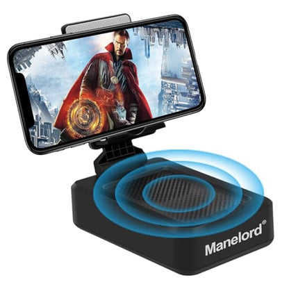Cell Phone Stand with Wireless Bluetooth Speaker Compatible for iPhone/Samsung/iPad Tablet, Anti-Slip Design Phone Stand with HD Surround Sound for Home,Office,Outdoor etc. - color: Black