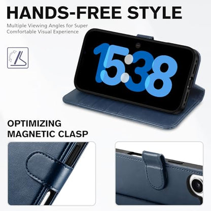 TUCCH Case Wallet for iPhone 17 (6.3") 2025, RFID Blocking Folio, Dark Blue | 4 Card Holders, Kickstand, PU Leather, Magnetic Closure, Shockproof TPU Shell, Protective Flip Cover - color: Dark Blue
