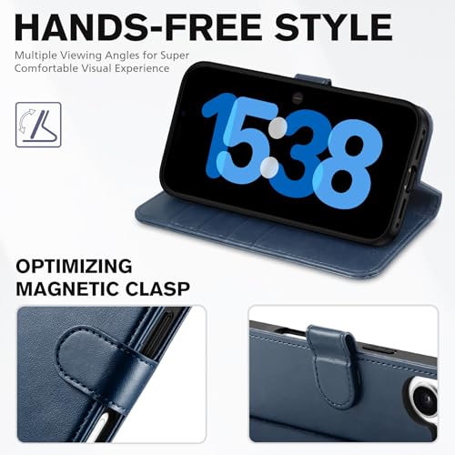 TUCCH Case Wallet for iPhone 17 (6.3") 2025, RFID Blocking Folio, Dark Blue | 4 Card Holders, Kickstand, PU Leather, Magnetic Closure, Shockproof TPU Shell, Protective Flip Cover - color: Dark Blue