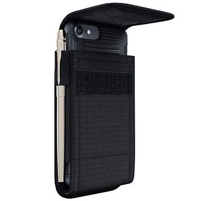 Holster for Small iPhone SE, 8 7 6s 6 - Cell Phone Belt Holder Case with Clip for Men, Heavy Duty Nylon Pouch (Fits Phone with Otterbox Cover on) Black - size: Small