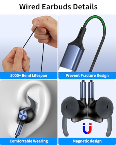 USB Earbuds with Microphone for PC Laptop,USBA Headphones,BlackBlue - color: Black Blue