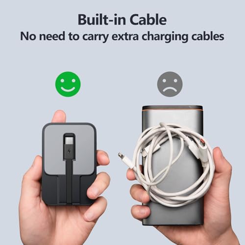 USB-C Portable Charger Compatible with iPhone 15, 16, 17 & Android Devices Power Bank Magnetic Battery & Adjustable Stand TSA Travel Approved USB Rechargeable Built-in Cable Black - color: Black