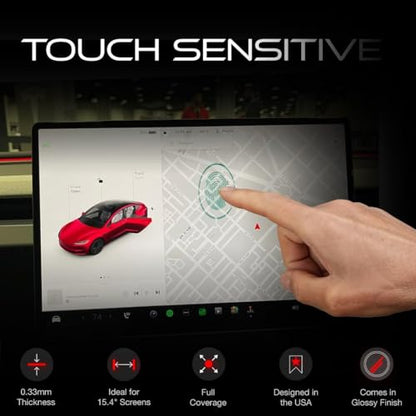 Tesla Model 3 Screen Protector 15.4 Inch (2024-2026) & Model Y (2025-2026), Matte Anti-Glare Tempered Glass, Fingerprint Resistant, 9H Hardness, Alignment Kit - color: Matte