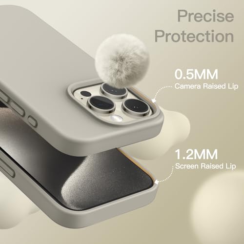 JETech Silicone Case for iPhone 15 Pro, Natural Titanium | Silky Soft Touch, Shockproof Protection, Scratch Resistant, Microfiber Lining - color: Natural Titanium, size: iPhone 15 Pro