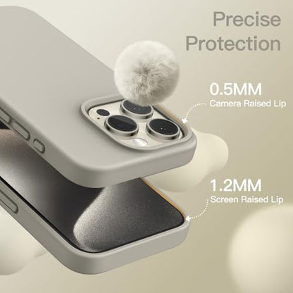 JETech Silicone Case for iPhone 15 Pro Max, Natural Titanium | Silky Soft Touch, Shockproof Protection, Scratch Resistant, Microfiber Lining - color: Natural Titanium, size: iPhone 15 Pro Max