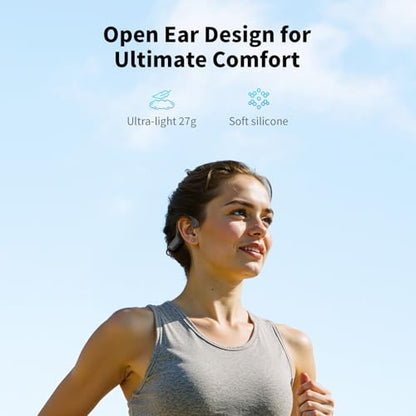 Haowolf Bone Conduction Headphones, 2026 Bluetooth 5.4 Open Ear Headphones with Mic, IPX8 Waterproof Swimming Headphones with 10H Playtime, 27g Lightweight Design Wireless Headset for Running