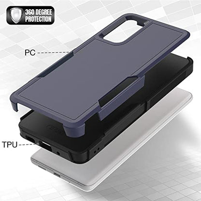 for Samsung Galaxy S20 FE 5G Case: Dual Layer Protective Heavy Duty Cell Phone Cover Shockproof Rugged with Screen Protector - Military Protection Bumper Tough - Samsung Galaxy S20 FE 5G, Blue - color: Navy Blue (PC) + Black (TPU)