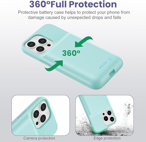 Feob Battery Case for iPhone 14 Pro Max,[2026 Upgraded] 8600mAh Ultra-Slim Portable Extended Charger Case Cover for iPhone 13 Pro Max Charging Case (6.7 Inch)-Green - color: Green