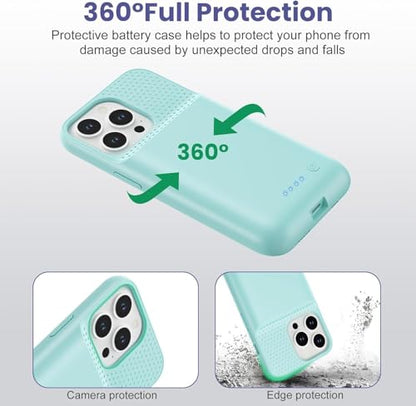 Feob Battery Case for iPhone 14 Pro Max,[2026 Upgraded] 8600mAh Ultra-Slim Portable Extended Charger Case Cover for iPhone 13 Pro Max Charging Case (6.7 Inch)-Green - color: Green