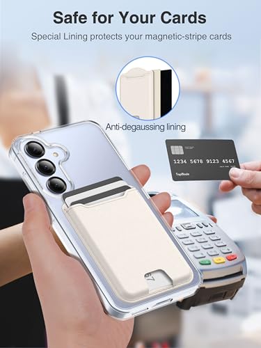TopMade for MagSafe Wallet, 4 Cards Holder, Strongest Magnetic Phone Wallet - color: White