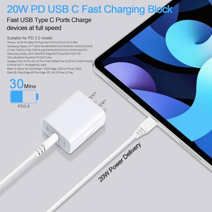 USB C Charger Block Fast Charging for Samsung Galaxy A18 A37 S26 Ultra A36 - color: WHITE
