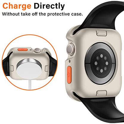 Amizee Rugged Case Compatible with Apple Watch Case Series 9/8/7 41mm SE 3/2/1 Series 6/5/4 40mm, Soft TPU Shockproof Bumper Drop Proof Protective Cover Compatible with iWatch - Starlight - color: Starlight, size: 40mm/41mm