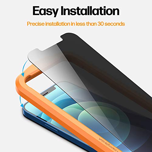 Power Theory Designed for iPhone 12/iPhone 12 Pro Privacy Screen Protector Tempered Glass Anti Spy protection [9H Hardness], Easy Install Kit, 99% HD Bubble Free Case Friendly, Anti-Scratch, 2 Pack - size: iPhone 12/12 Pro [2-Pack]